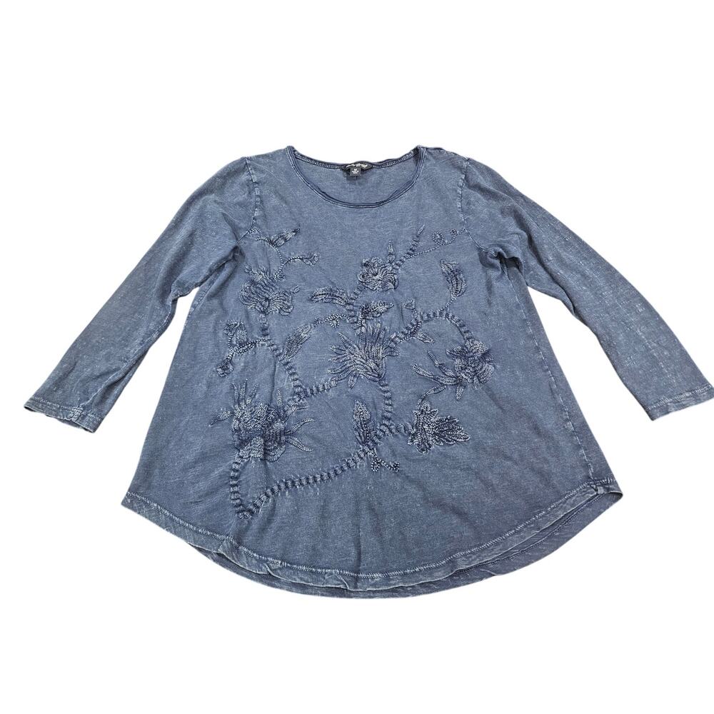 Lucky Brand Embroidered Boho Folk Top Indie Artisan Long Sleeve Womens M